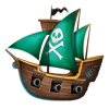 captain glum pirate hunter green boat symbol