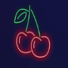 neon light fruits cherry symbol